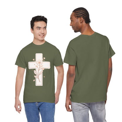 Floral Cross Tee — Delicate Bloom Christian T-Shirt