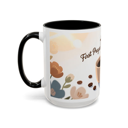Prayer Then Coffee Mug — Christian Scripture Coffee Cup (1 Thessalonians 5:17) (Multi Color )