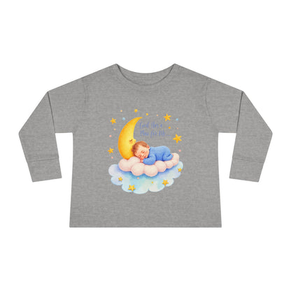 God Has a Plan for Me Toddler Long Sleeve Tee — Sleeping Baby on Moon Cloud