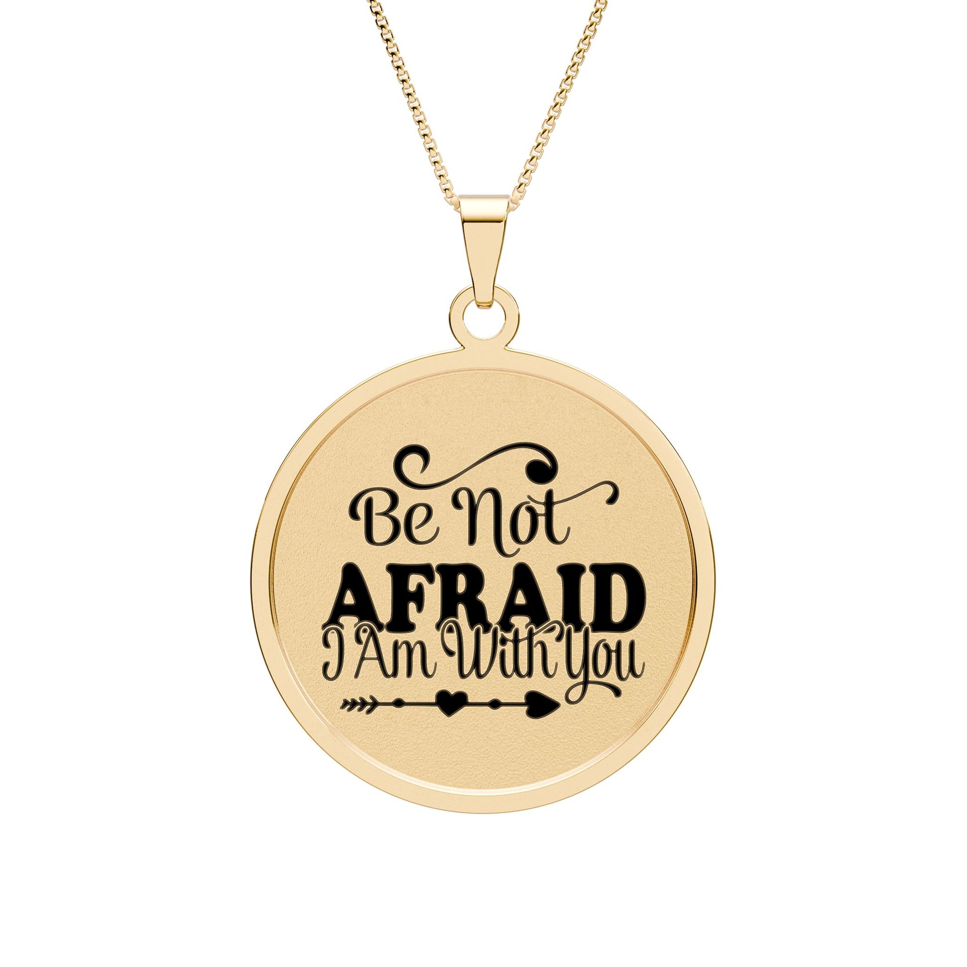 Inspirational Round Photo Pendant Necklace Gold Plated 