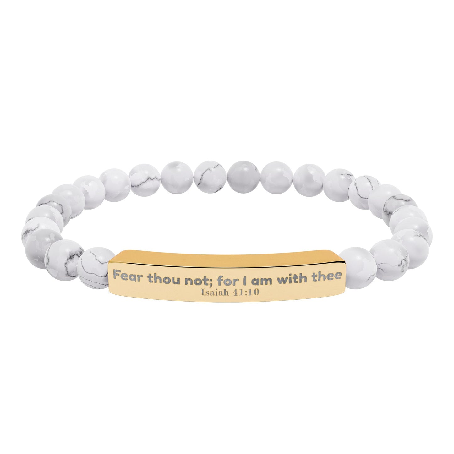 Engravable Natural Stone Bead Bracelet — Personalized Bar Stretch Bracelet