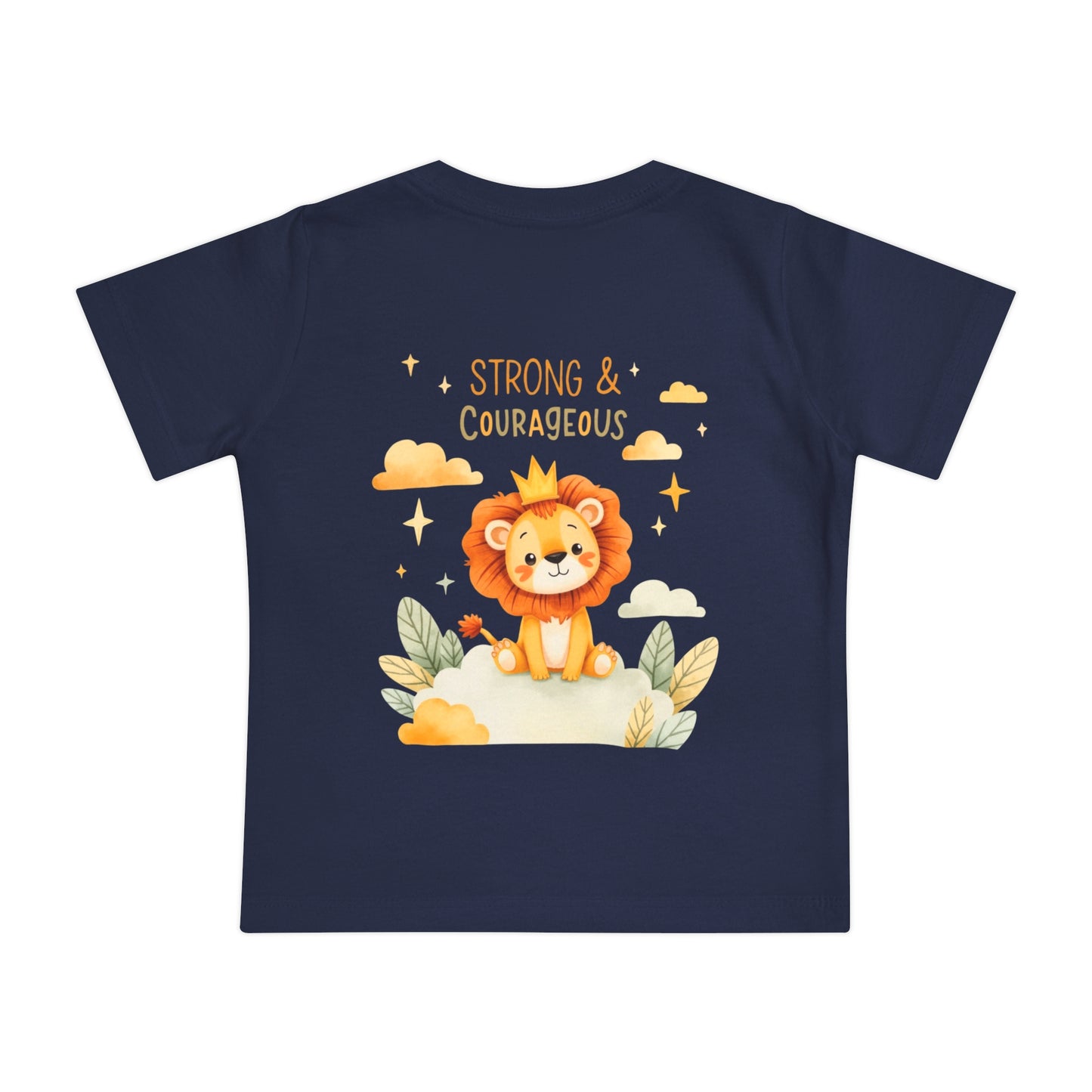 Strong & Courageous Lion Baby T-Shirt — Cute Nursery Tee for Baby Shower & Newborn