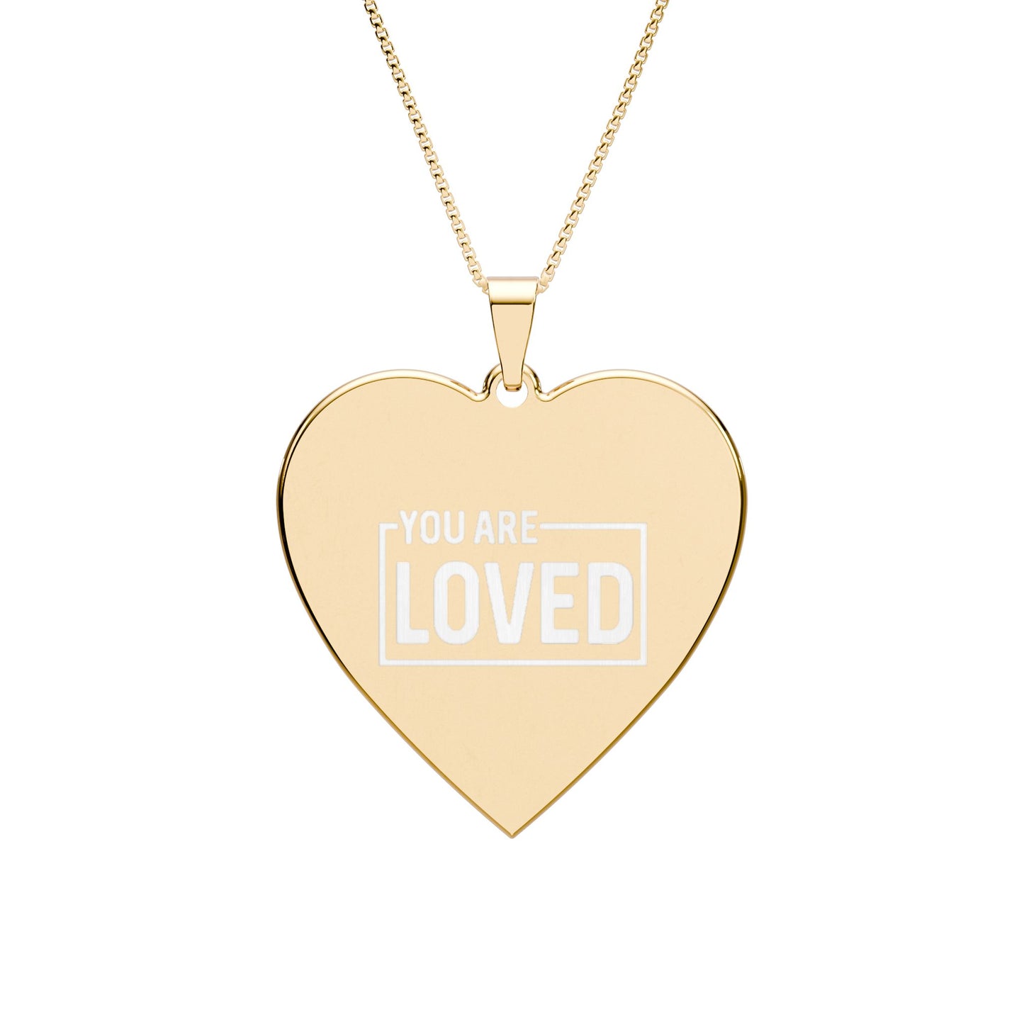 Heart Photo Pendant Necklace — Engraved "You Are Loved" Keepsake