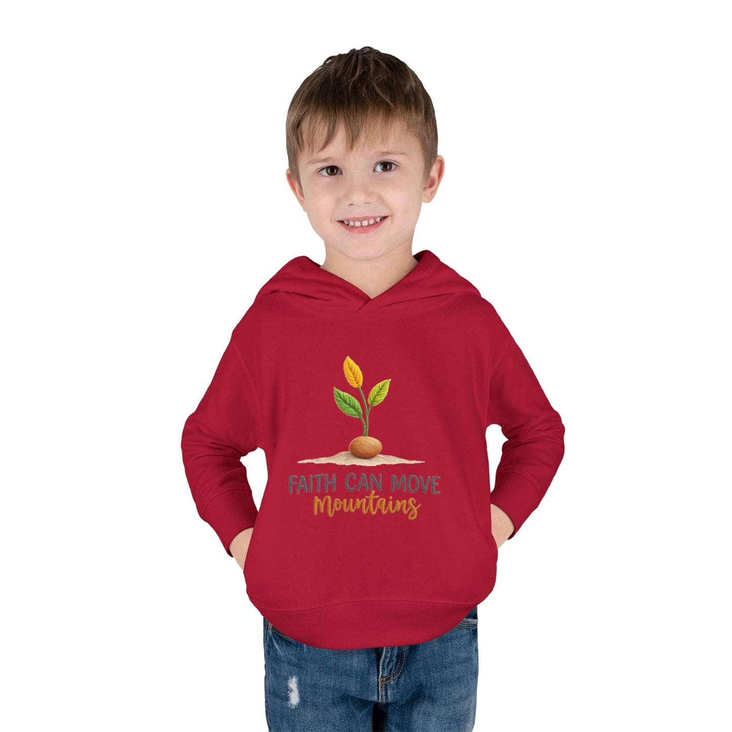 Toddler Hoodie - "Faith Can Move Mountains" Plant Graphic