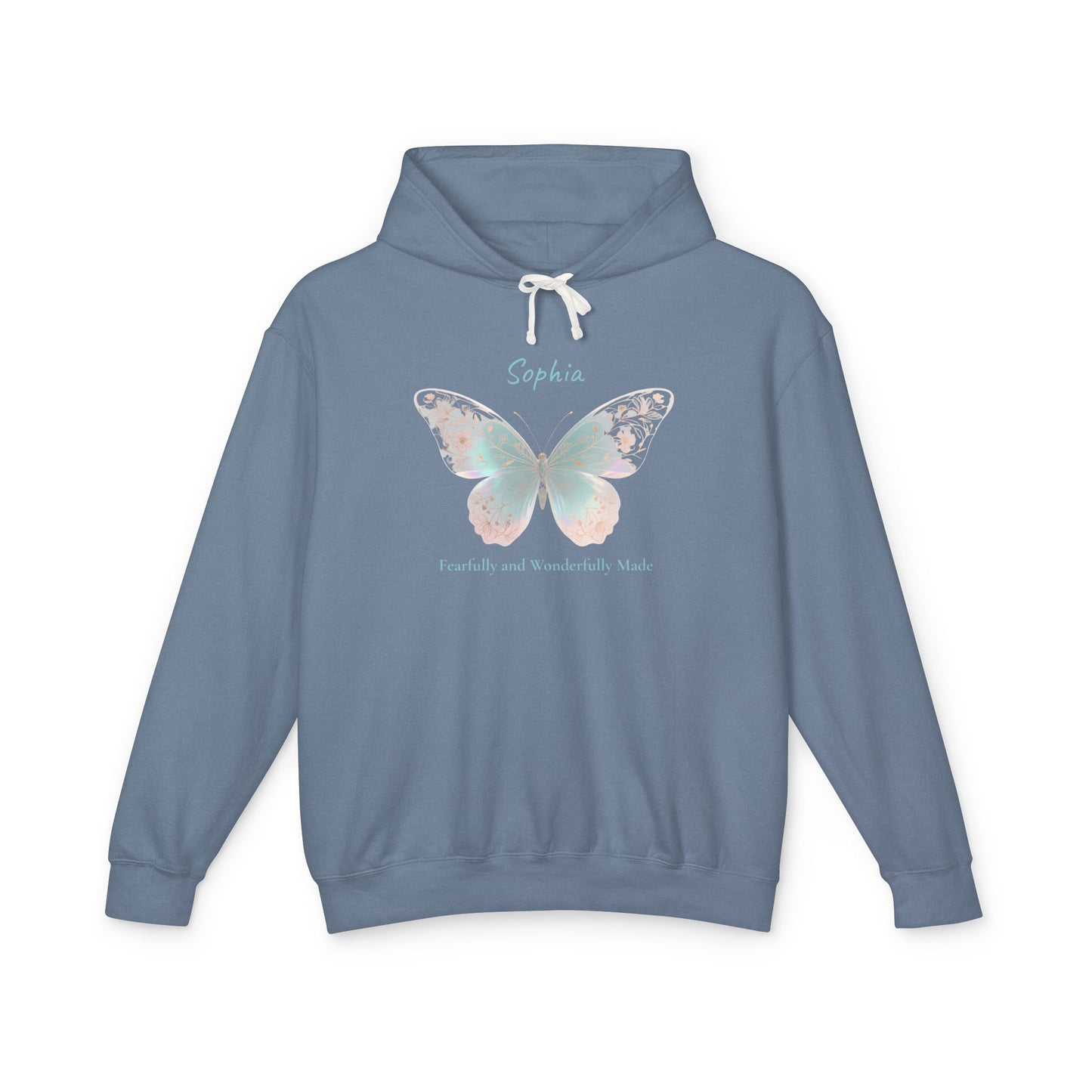 Butterfly Personalized Hoodie — Pastel Floral Butterfly Lightweight Hoodie