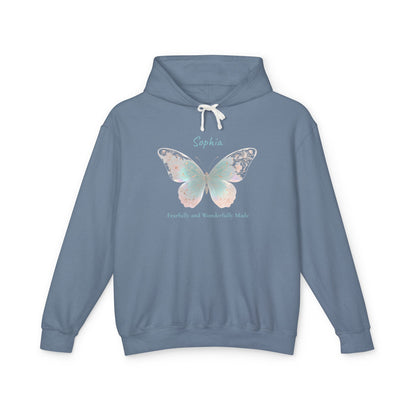 Butterfly Personalized Hoodie — Pastel Floral Butterfly Lightweight Hoodie