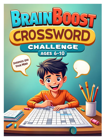 Brain Boost Crossword Challenge | 25+ crossword puzzles | Large, Easy-to-read Layout (8.5 x 11 inches) DIGITAL DOWNLOAD | PDF FILE