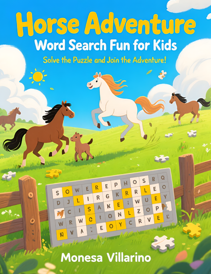 Horse Adventure Word Search Fun for Kids | Digital Download 8.5 x 11 64 Pages: Solve the Puzzle and Join the Adventure!