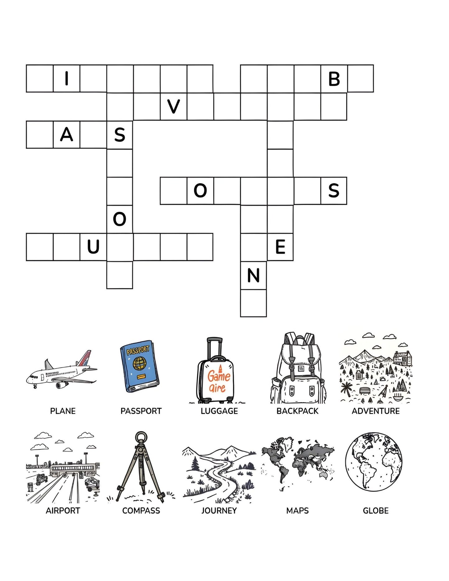 Around the World Crossword Adventure for Kids | 25+ crossword puzzles | Large, easy-to-read layout (8.5 x 11 inches) | PDF File | Digital Download