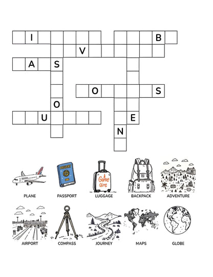 Around the World Crossword Adventure for Kids | 25+ crossword puzzles | Large, easy-to-read layout (8.5 x 11 inches) | PDF File | Digital Download