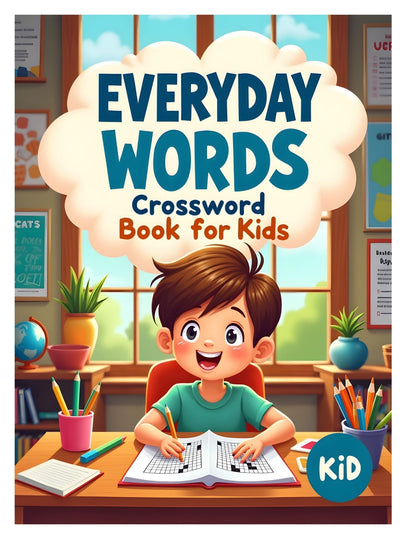 Everyday Words Crossword Book for Kids | 25+ crossword puzzles | Large, easy-to-read layout (8.5 x 11 inches) | PDF File Digital Download