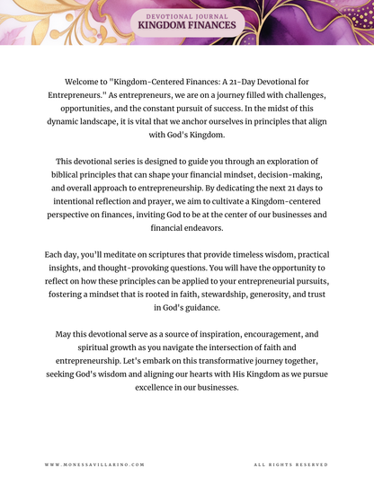Kingdom Finances A 21-Day Devotional for Christian Entrepreneurs