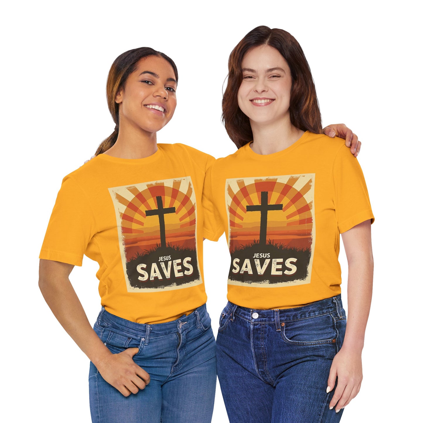 Jesus Saves Cross tee | Christian faith shirt, sunrise graphic | Perfect Gift for Mom and Dad | Friends and Family Shirt