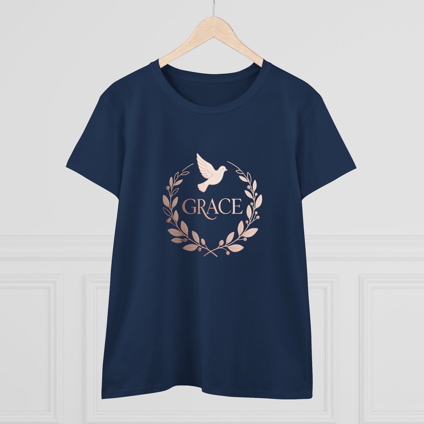 Graceful Dove Wreath Tee — Women's Rose-Gold Reminder Tee