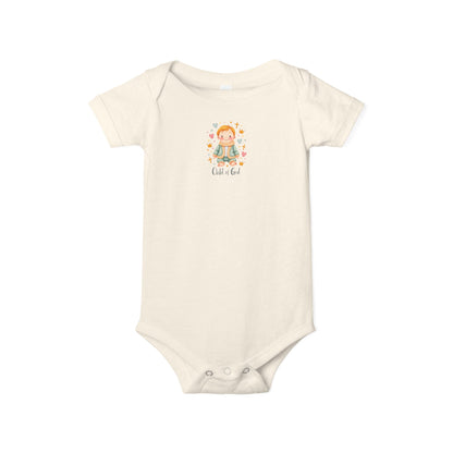 Infant One-Piece Bodysuit — Cute Little Girl Illustration "Hello World" Baby Bodysuit