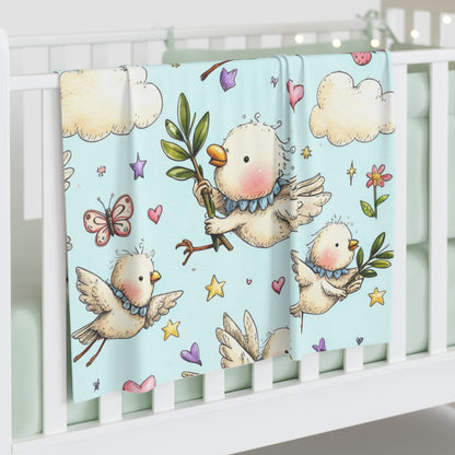 Baby Swaddle Blanket — Pastel Flying Doves Nursery Swaddle