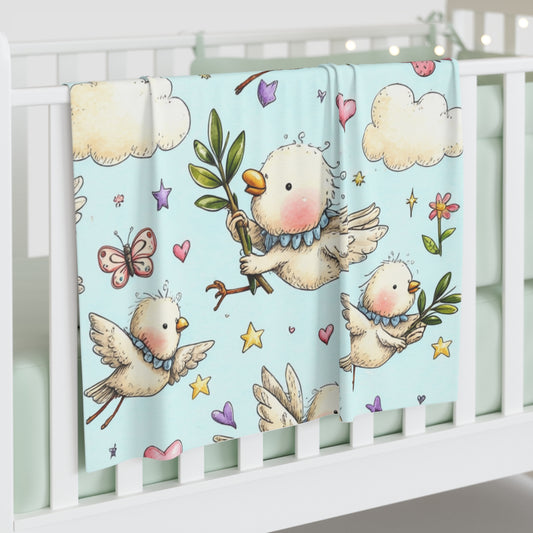 Baby Swaddle Blanket — Pastel Flying Doves Nursery Swaddle
