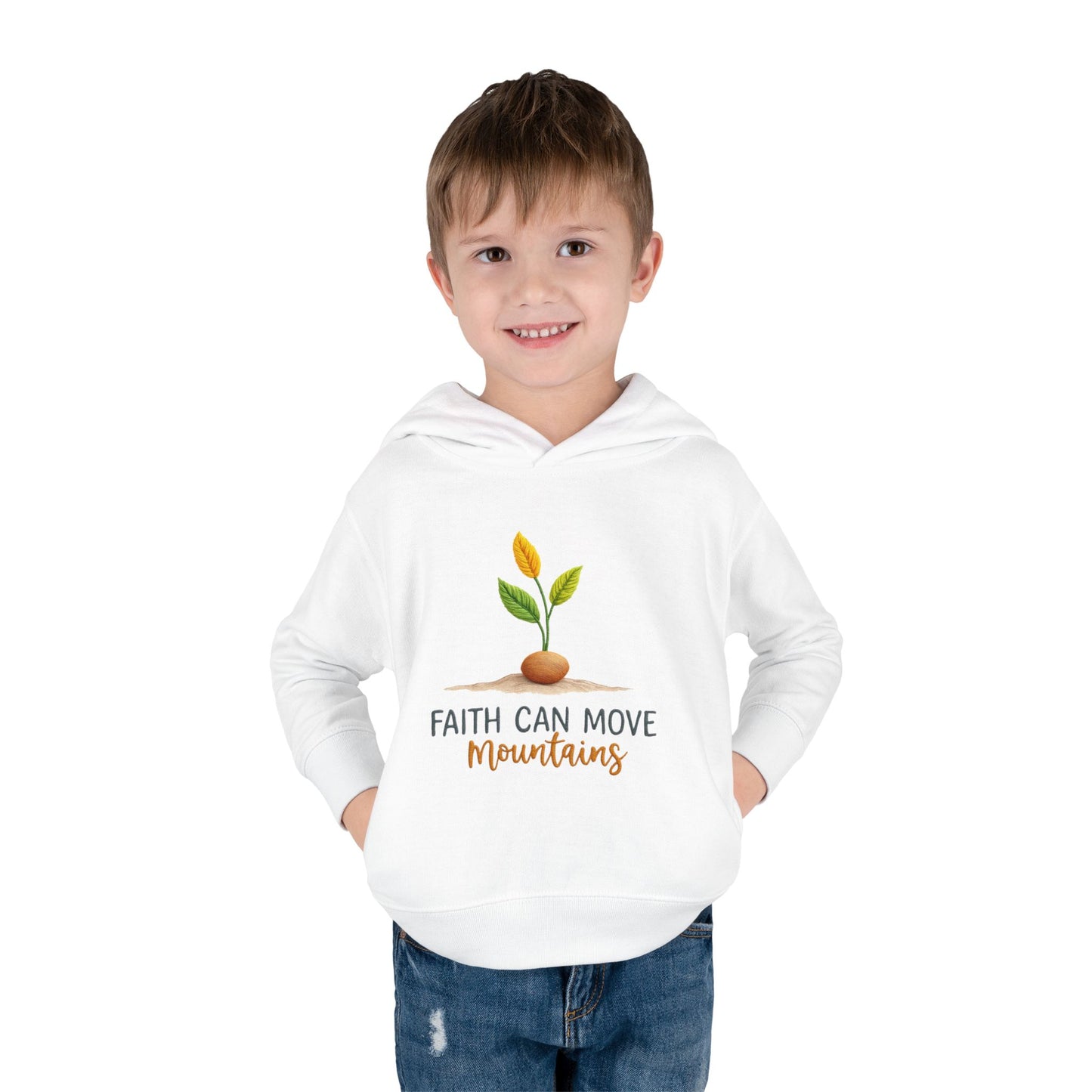 Toddler Hoodie - "Faith Can Move Mountains" Plant Graphic