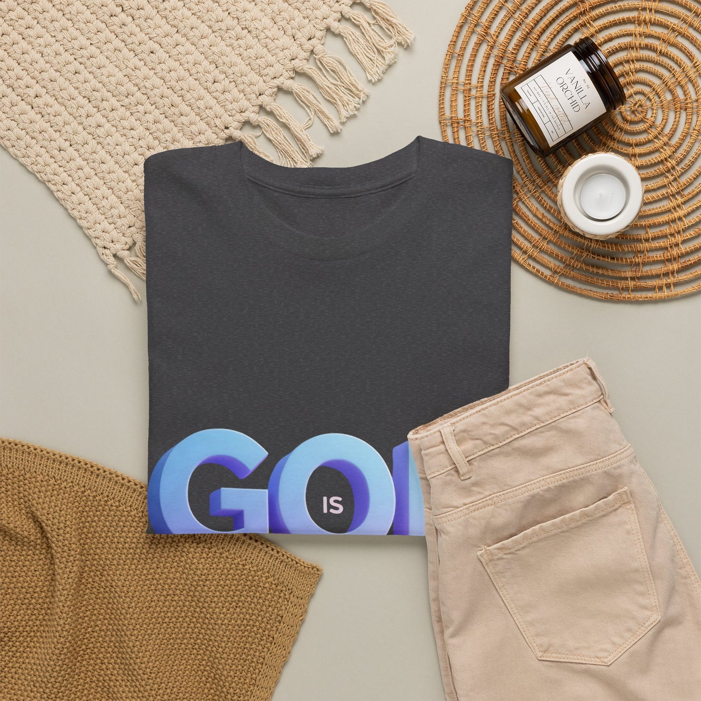 God Greater Gradient Tee — Soft Blue & Lilac Faith Shirt