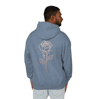 Lightweight Rose Line Hoodie — Subtle Single-Line Floral Design