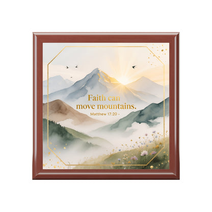 Inspirational 'Faith Can Move Mountains' Jewelry Box — Mountain Sunrise Keepsake
