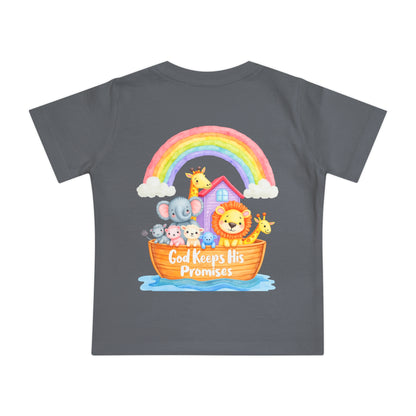 Baby T-Shirt — "God Keeps His Promises" Noah's Ark Rainbow Design