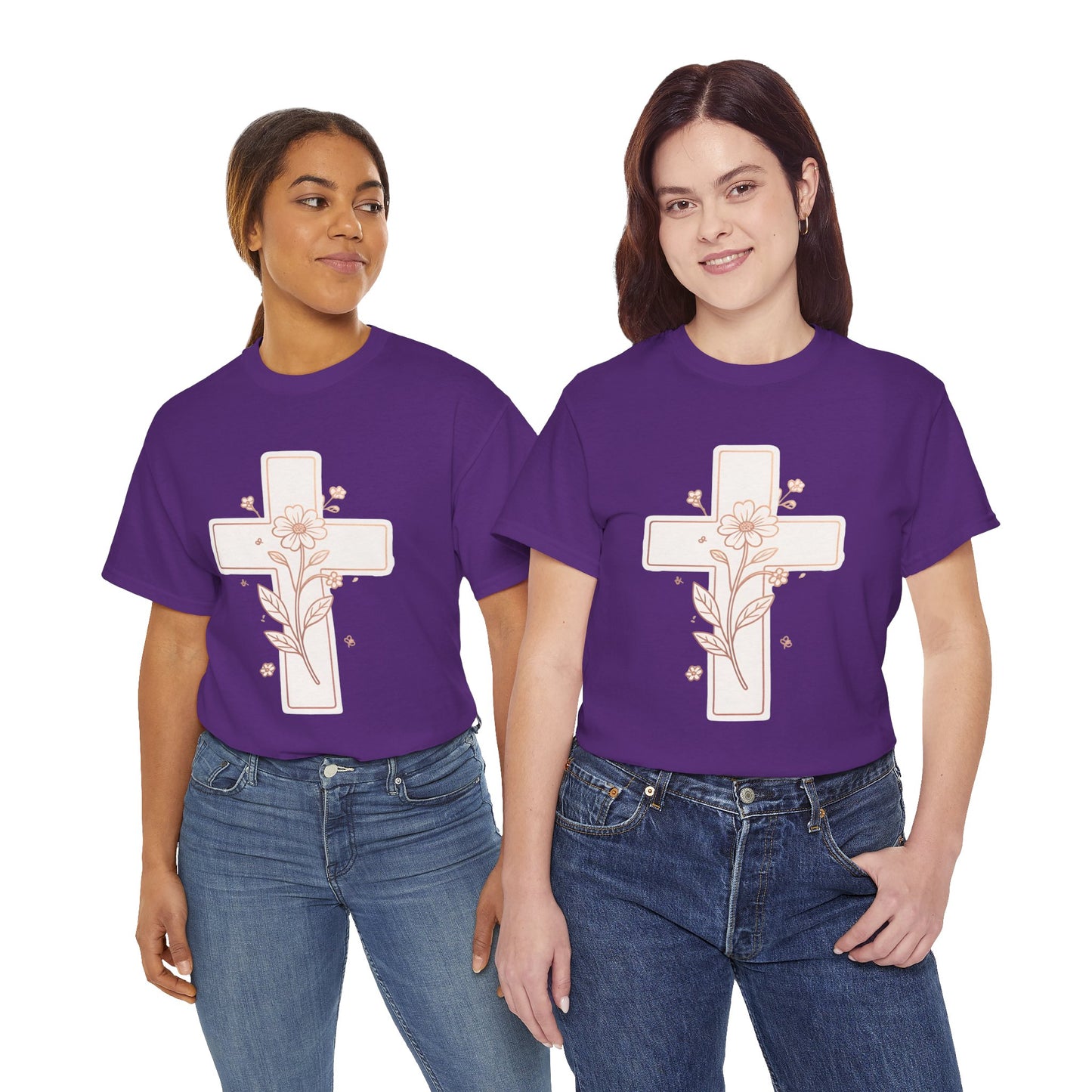 Floral Cross Tee — Delicate Bloom Christian T-Shirt