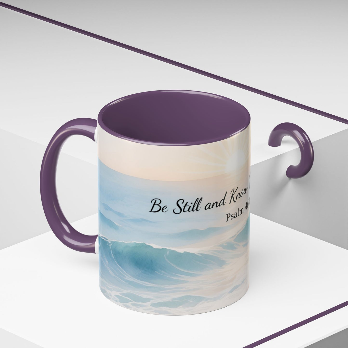 Psalm 46:10 Ocean Coffee Mug – "Be Still and Know That I Am God" Inspirational Ceramic