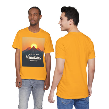 Faith Can Move Mountains T-Shirt | Mountain Sunrise Matthew 17:20 | Meaningful Gift for believers | Perfect for Everyone
