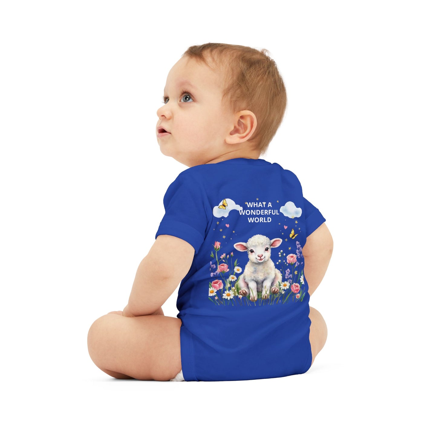 Infant Onesie - "God Made Me Special" Lamb Baby Bodysuit (What a Wonderful World)