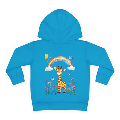 Toddler Hoodie — Giraffe Rainbow Floral Pullover