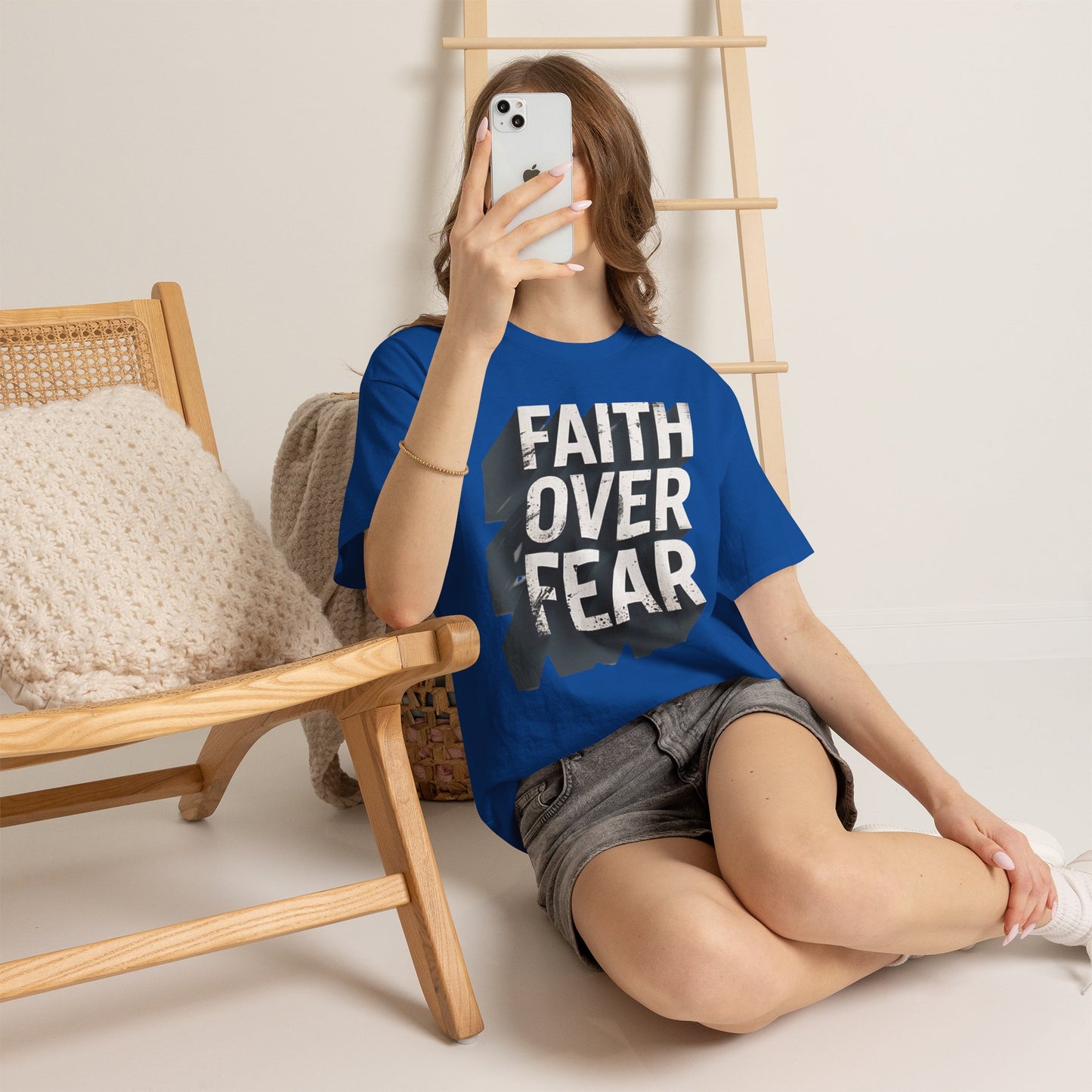 Faith Over Fear Cotton Tee — Distressed Inspirational Graphic