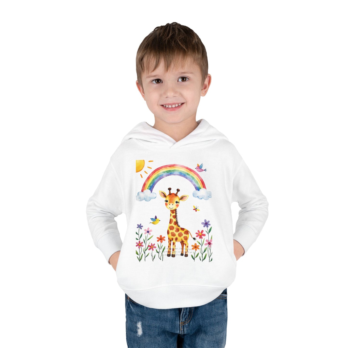 Toddler Hoodie — Giraffe Rainbow Floral Pullover