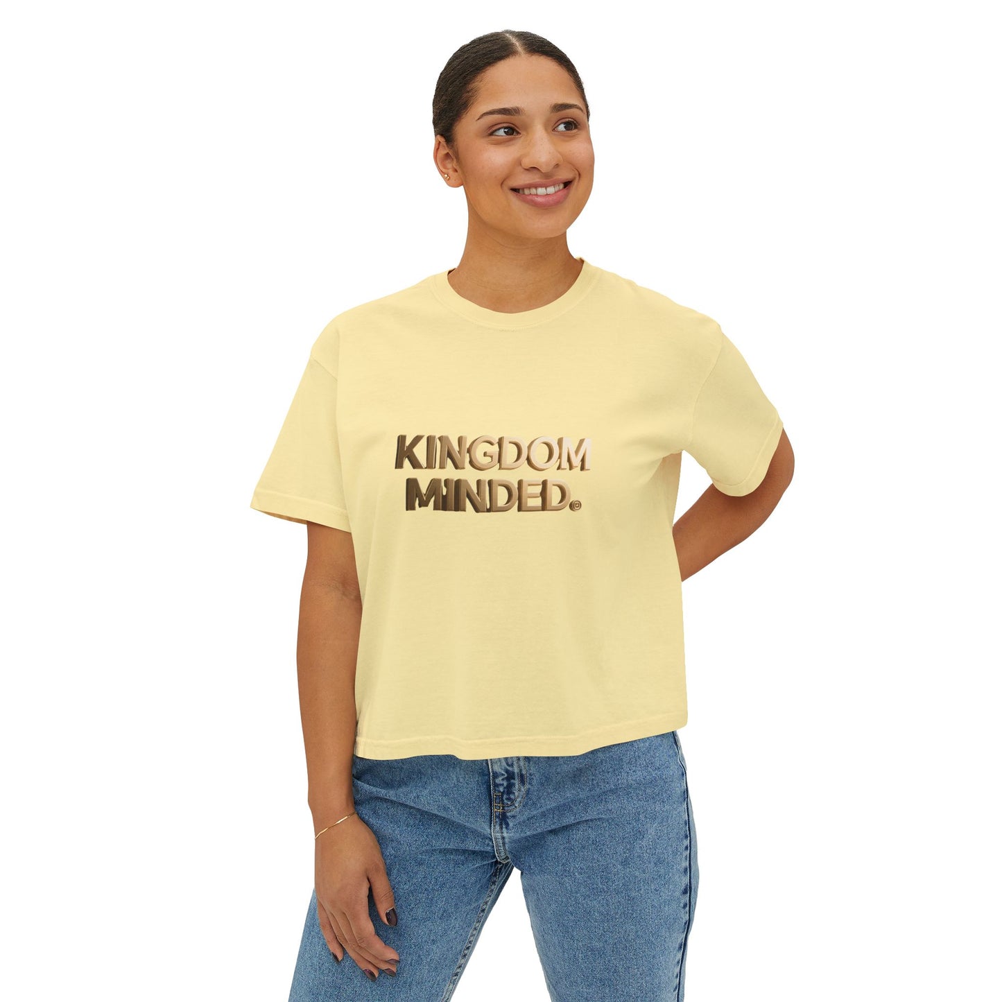 Kingdom Minded Boxy Tee — Women's Faith-Inspired Cropped T-Shirt