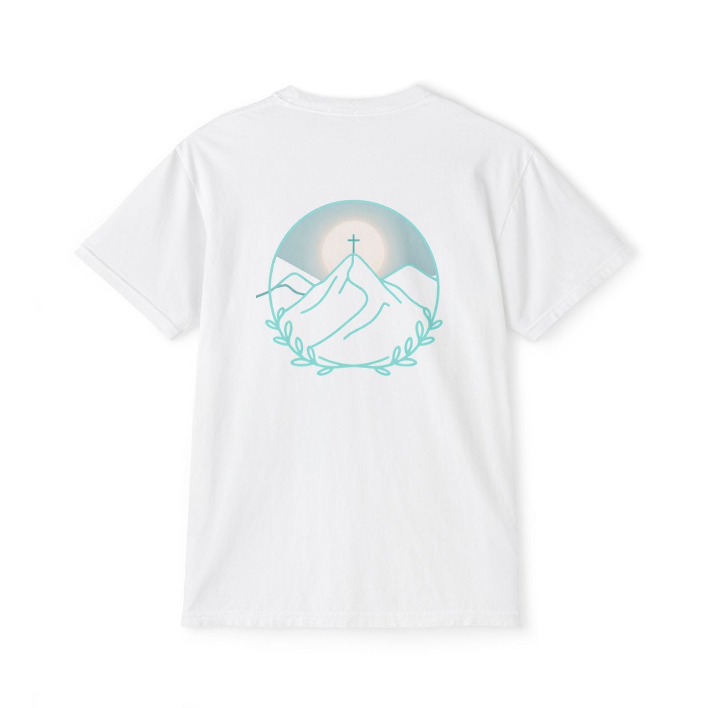 Pocket T-Shirt — Mountain Cross Back Graphic