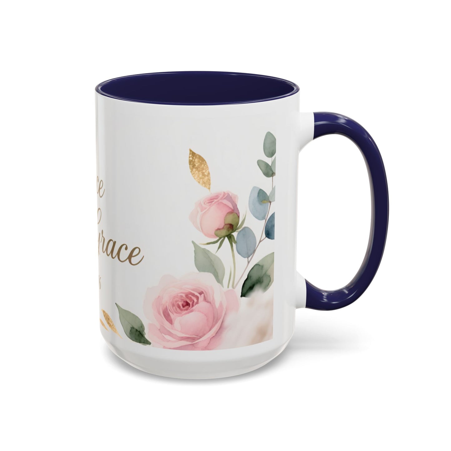 Grace Upon Grace Coffee Mug — Floral John 1:16 Scripture Accent Mug