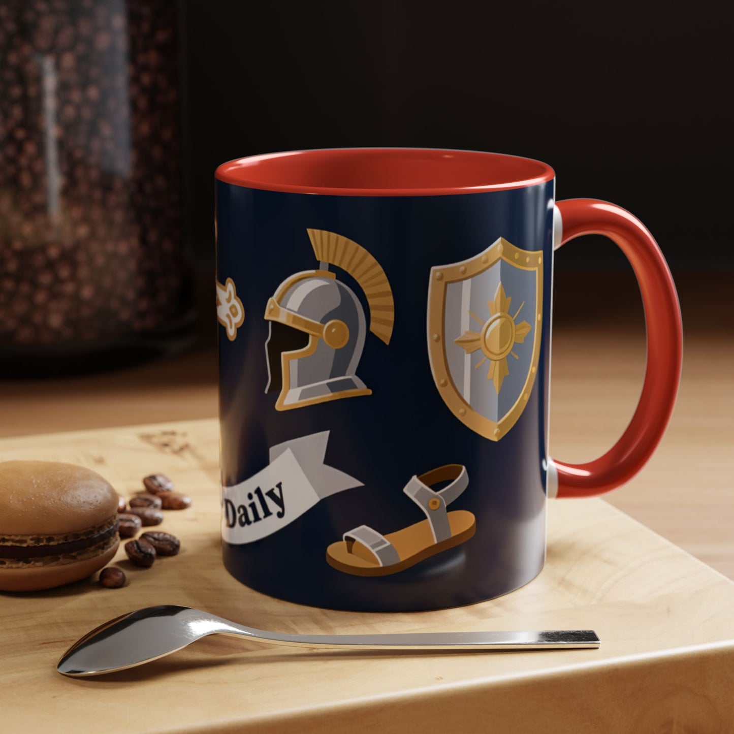 Christian Knight Coffee Mug — “Suit Up Daily” Accent Ceramic Mug