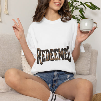 Garment-Dyed Statement Tee — Bold Single-Word Typographic Front