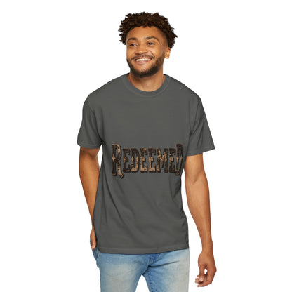 Garment-Dyed Statement Tee — Bold Single-Word Typographic Front