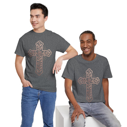 Floral Cross Tee – Delicate Pink Botanical Christian T-Shirt