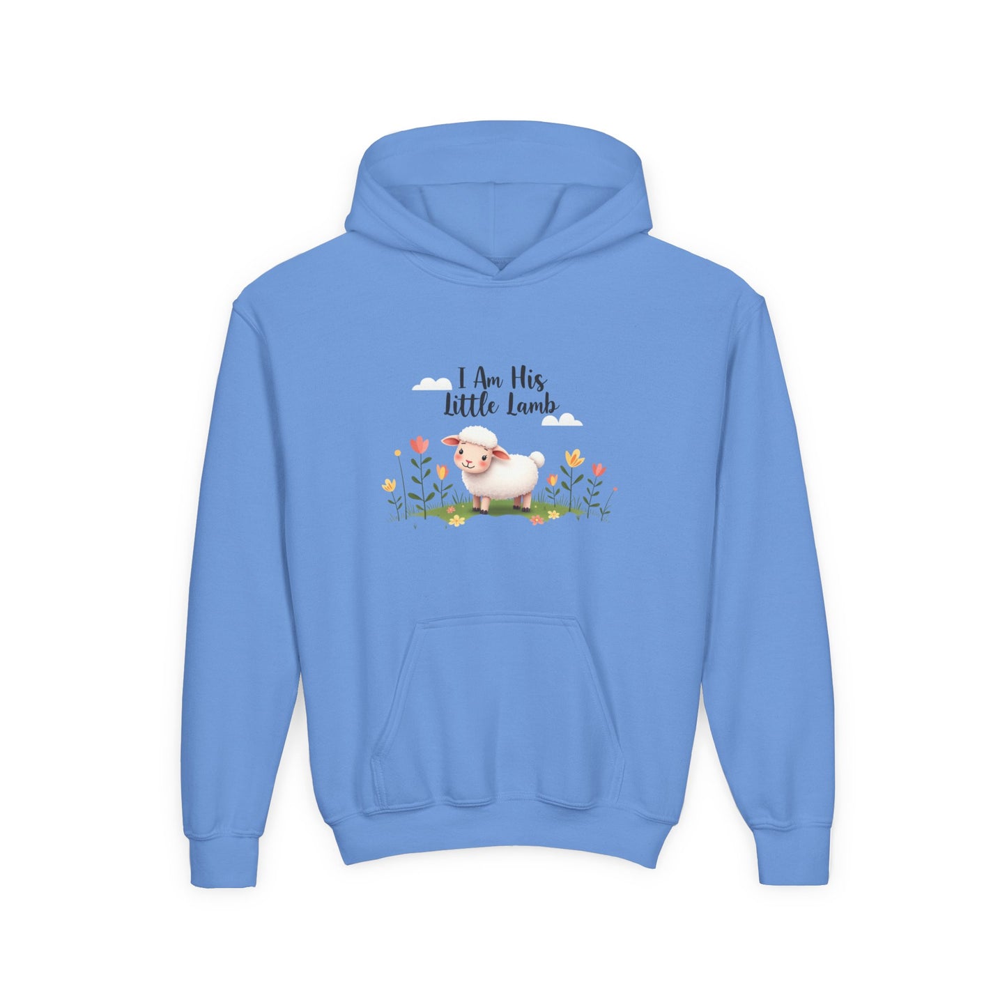 Youth Hoodie - "I Am His Little Lamb" Cute Floral Lamb Kids Pullover