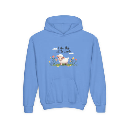 Youth Hoodie - "I Am His Little Lamb" Cute Floral Lamb Kids Pullover