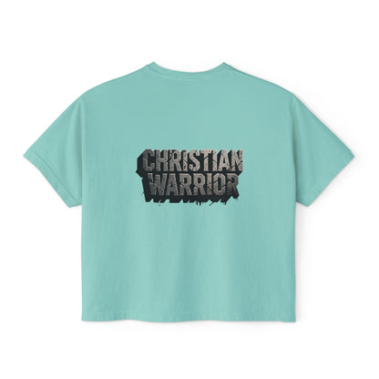 Christian Warrior Boxy Tee — Women's Faith Graphic Shirt