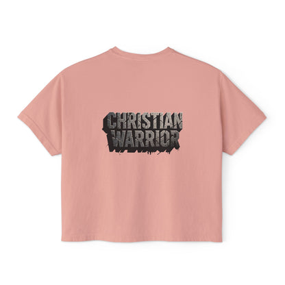 Christian Warrior Boxy Tee — Women's Faith Graphic Shirt