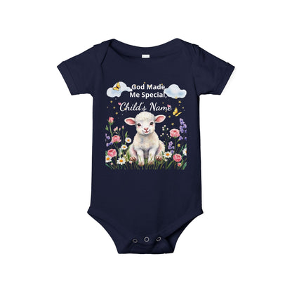 Infant Onesie - "God Made Me Special" Lamb Baby Bodysuit (What a Wonderful World)