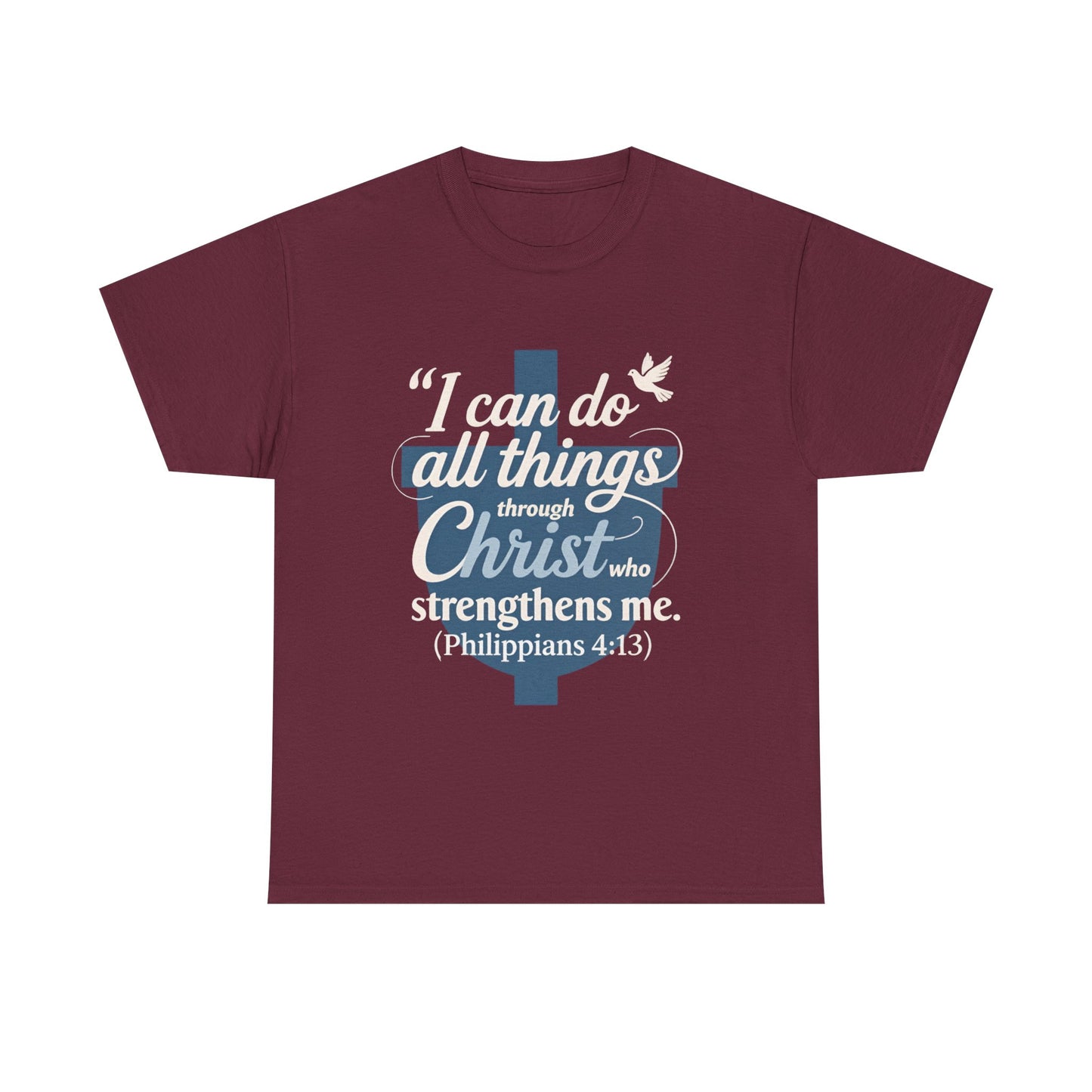 Philippians 4:13 Cotton Tee — "I Can Do All Things" Christian Prayer T-Shirt