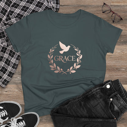 Graceful Dove Wreath Tee — Women's Rose-Gold Reminder Tee