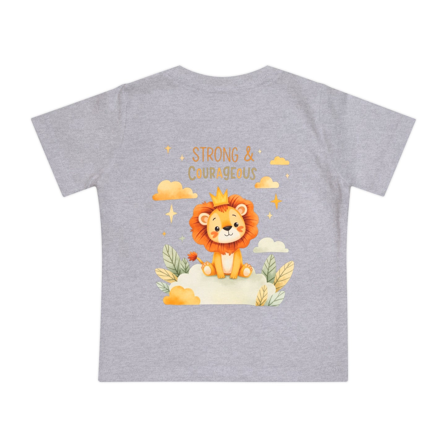 Strong & Courageous Lion Baby T-Shirt — Cute Nursery Tee for Baby Shower & Newborn