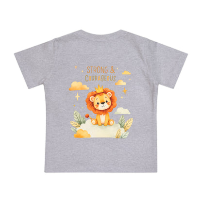 Strong & Courageous Lion Baby T-Shirt — Cute Nursery Tee for Baby Shower & Newborn
