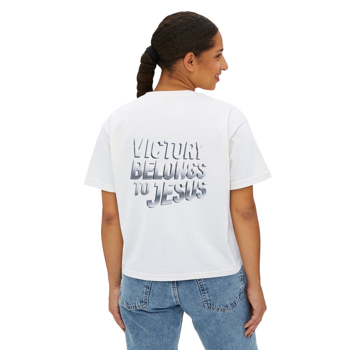 Victory Belongs to Jesus Boxy Tee — Christian Faith Graphic Tee